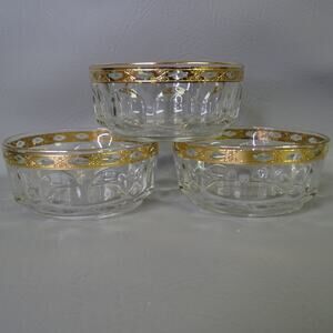 Culver Nut Dessert Dish Small Bowls Valencia France 22k Gold Green Diamond 4 1/4